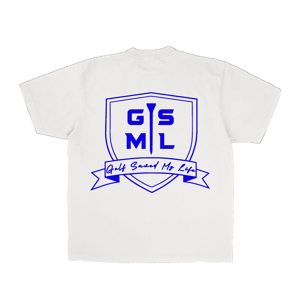 Golf Saved My Life Tee (White / Blue Print)