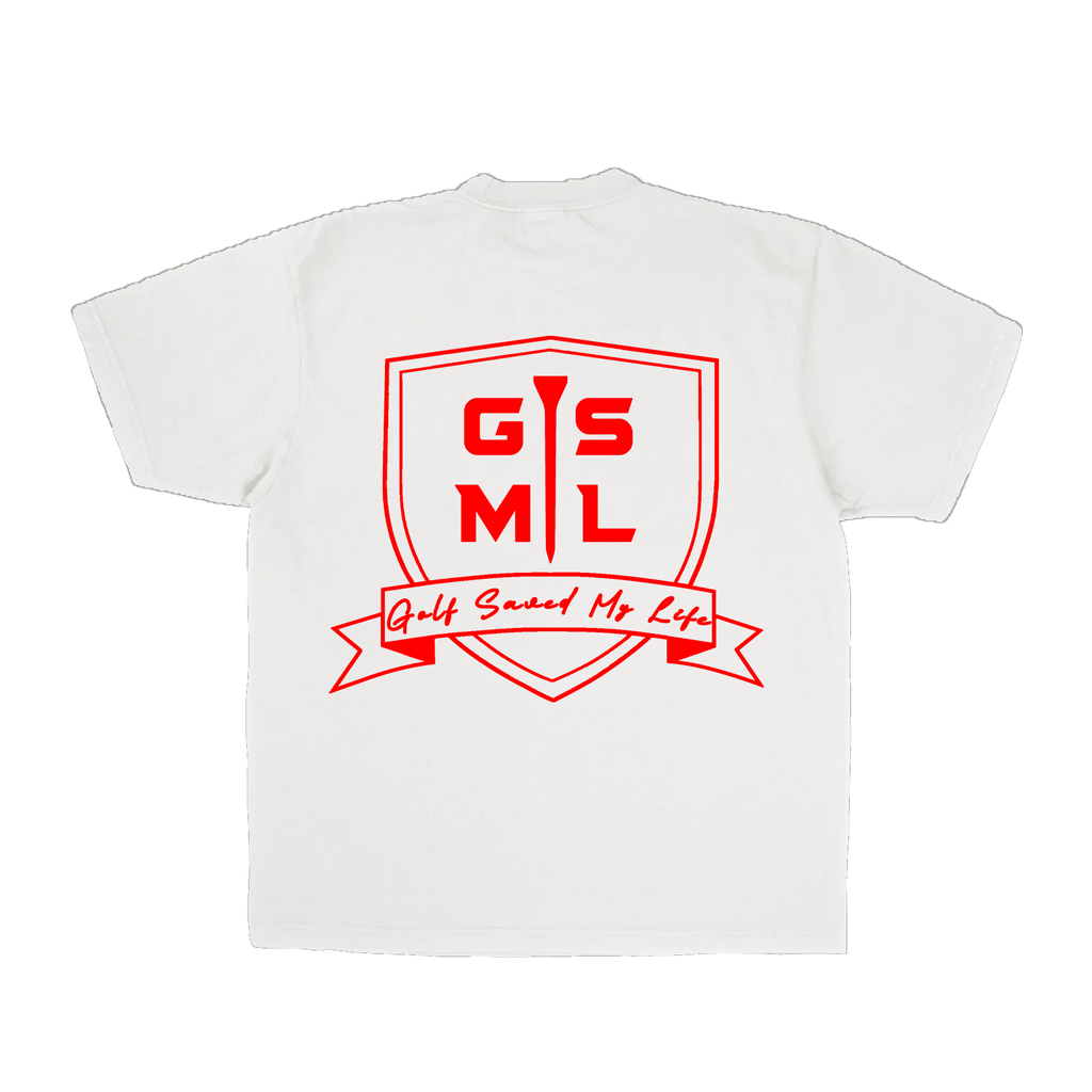Golf Saved My Life Tee (White / Red Print)
