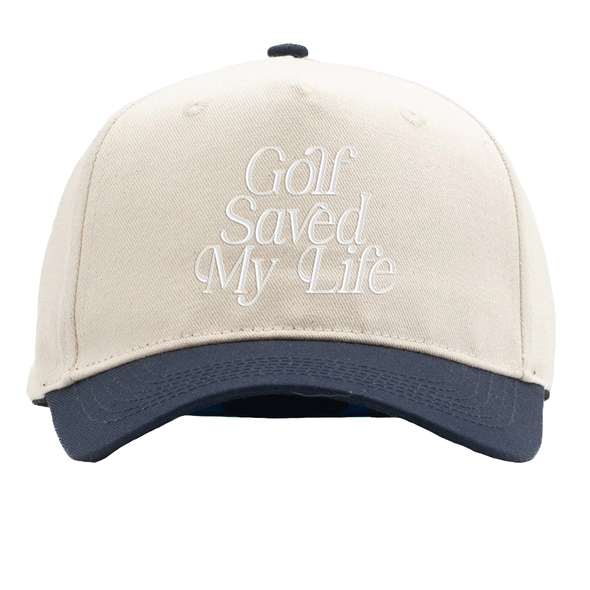 Golf Saved My Life 5 Panel Hat (Navy Trim)