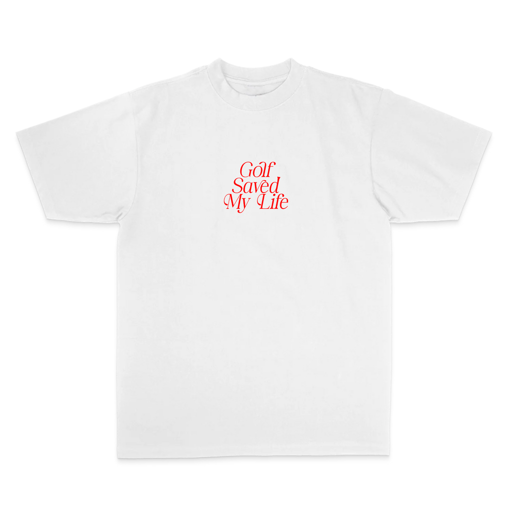 Golf Saved My Life Tee (White / Red Print)